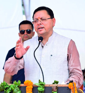 Pushkar Singh Dhami addresses a programme on the 30th anniversary of the Khatima firing incident